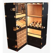 Casa Padrino luxury leather suitcase bar cabinet black/brass H. 135 cm - Made in Italy