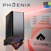 Racunalo Phoenix FLAME Y-523 Intel i3 13100F/8GB DDR4/NVMe SSD 500GB/VGA GTX 1650/Set tipkovnica,miš,podloga,slušalice