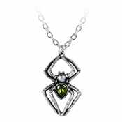 Ogrlica z obeskom ALCHEMY GOTHIC - Emerald Spiderling - Kositer - P904