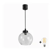 Brilagi - LED luster na sajli RETRO GLASS 1xE27/60W/230V precnik 25 cm crna/prozirna