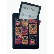 Arco Design 6-7 etui za e-knjige - EcoFilc, potisk Fridinih rož, siv, primeren za Kindle/PocketBook