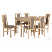 Komplet za jedilnico Miza Max 5P sonoma + 6 stolov Bos 14 sonoma 6B hygge 20