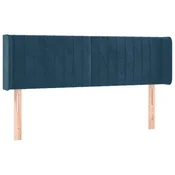 Vidaxl Vzglavje z ušesi temno modro 147x16x78/88 cm žamet