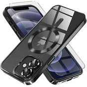 GS Ovitek za iPhone 12, Electro MagSafe, črn + zaščita za zaslon