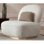 Casa Padrino luxury armchair white/brass 87 x 102 x H. 85 cm - Living room armchair - Hotel armchair - Living room furniture - Hotel furniture - Luxury furniture - Luxury furnishings