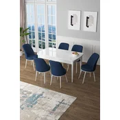 Hanah Home Set Trpezarijski sto i 6 stolica Zen, Plavo-beli