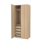 PAX / FORSAND Kombinacija garderobera, belo b. im. hrastovine/belo b. im. hrastovine, 100x60x236 cm