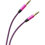 AUX kabel 2x3,5 mm Jack Vijolično-črn tekstilni