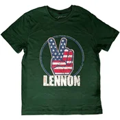 John Lennon Peace Fingers US Flag Green XL Majica