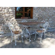Casa Padrino Art Nouveau garden dining table dark brown/white 140 x 80 x H. 76 cm - Nostalgic wrought iron garden table with solid wood table top - Nostalgic Art Nouveau garden furniture