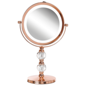 Beliani Kozmetično ogledalo z LED lučko o 18 cm roza zlato CLAIRA