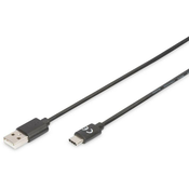 DIGITUS Digitus USB kabel USB 2.0 USB-C vtič\, USB-A vtič 1.80 m črna zaščiten AK-300154-018-S, (20416514)