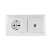 Aigostar - Ethernet uticnica i SCHUKO uticnica sa belim okvirom