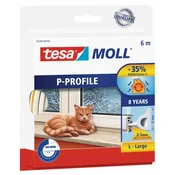 Tesa PVC samolepilno gumijasto tesnilo za okna in vrata P profil belo 6m