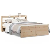Vidaxl Posteljni okvir z vzglavjem 150x200 cm trdna borovina