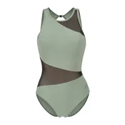 ARENA Enodelne kopalke Mesh Vent Back Angle pastelno zelena/črna