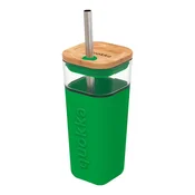 shumee Quokka Liquid Cube - 540 ml steklena skodelica s slamico iz nerjavečega jekla (zelena)