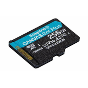 Kingston 256 GB microSDXC Canvas Go! PLus 170R/100W U3 UHS-I V30 kartica brez adapterja