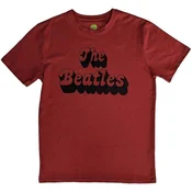 The Beatles Text Logo Shadow Red L Majica