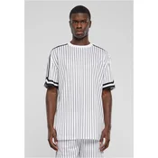 Mens Oversized Striped Mesh Tee T-Shirt - white/black