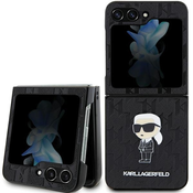Karl Lagerfeld originalna maska za Samsung Galaxy Z Flip 5 KLHCZF5SAPKINPK hardcase black Saffiano Monogram Ikonik Pin