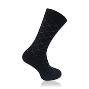 Moške nogavice v črni barvi z modrim pikastim vzorcem 15166