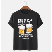 MAFIMI Majica Pijem pivo dva puta godišnje, Crna