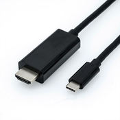 ROLINE 11.04.5840 prilagodnik za video kabel 1 m USB Tip-C HDMI Crno