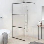Pregrada za tuš 100 x 195 cm s napola mutnim staklom ESG crna