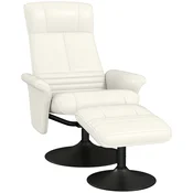 HOMCOM HOMCOM sprostitveni naslonjač z nogostolčkom poliester, jeklo 69D x 71Š x 104V cm Krem bela, (5000242979)