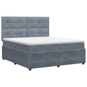 vidaXL Postelja boxspring z vzmetnico Temno siva 140 x 190 cm Žamet