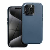 Maska Leather Mag Cover od eko kože s ugradenim magnetnim obrucem za iPhone 15 Pro - indigo blue