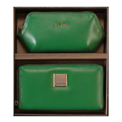 Princ Leather Ženski poklon set novcanik i neseser, Zeleni