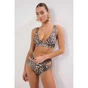 Trendyol Leopard Print Triangle Bikini Top