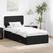 Vidaxl Konstrukcija postelje Črna 75 x 190 cm Konstruiran les