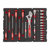 MILWAUKEE 35 delni komplet z 1/4” račno, natičnimi ključi, izvijači in nastavljivim ključem