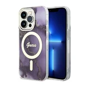 shumee Ovitek Guess Golden Marble MagSafe - iPhone 14 Pro (vijoličen)
