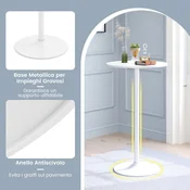Costway Koktajl miza ki se spremeni v kavčno mizo 1015x56 cm bela 2-delna okrogla bistro miza
