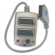 Elit+ konekt.kutija hi-fi scart utikac+uticnica za 2xscart 3rca+s-vhs+prekidac srebrne boje ( EL76744 )