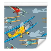 Barvita tapeta z retro letali za dnevno sobo in spalnico 50x1000 cm