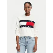 Tommy Jeans Pulover Tommy Flag  mornarska / živo rdeča / bela
