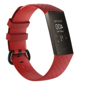 BStrap Fitbit Charge 3 Silicone Diamond (Large) pašček, Red