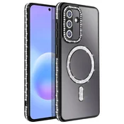 AVIZAR Ovitek za Galaxy A57 Združljiv s polnjenjem Qi z diamantnim Strass robom, Črna, (5000273856)