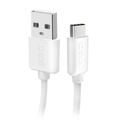 SBS USB-A na USB-C kabel bijeli 1.5m i TECABLETISSUEUSBCG Podaci punjenje tekstilni kabel