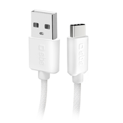 SBS USB-A na USB-C kabel bel 1,5m in TECABLETISSUEUSBCG Podatkovno polnilno tekstilno kabel