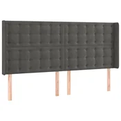 Vidaxl Vzglavje z ušesi temno sivo 163x16x118/128 cm žamet