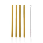Zopa Silicone Straw silikonska slamica + krtača 6 m+ Mustard Yellow 4 kos