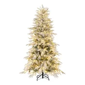 Costway Umetno božično drevo 180 cm z 250 toplo belimi LED lučmi 594 konic vej zelen kovinski podstavek