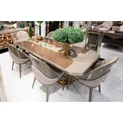 Casa Padrino Luxury Dining Room Set Gray/Brown/Gold - 1 Luxury Dining Table & 6 Luxury Dining Chairs - Luxury Dining Room Furniture
