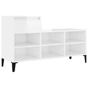 Vidaxl Omarica za čevlje visok sijaj bela 102x36x60 cm inženirski les